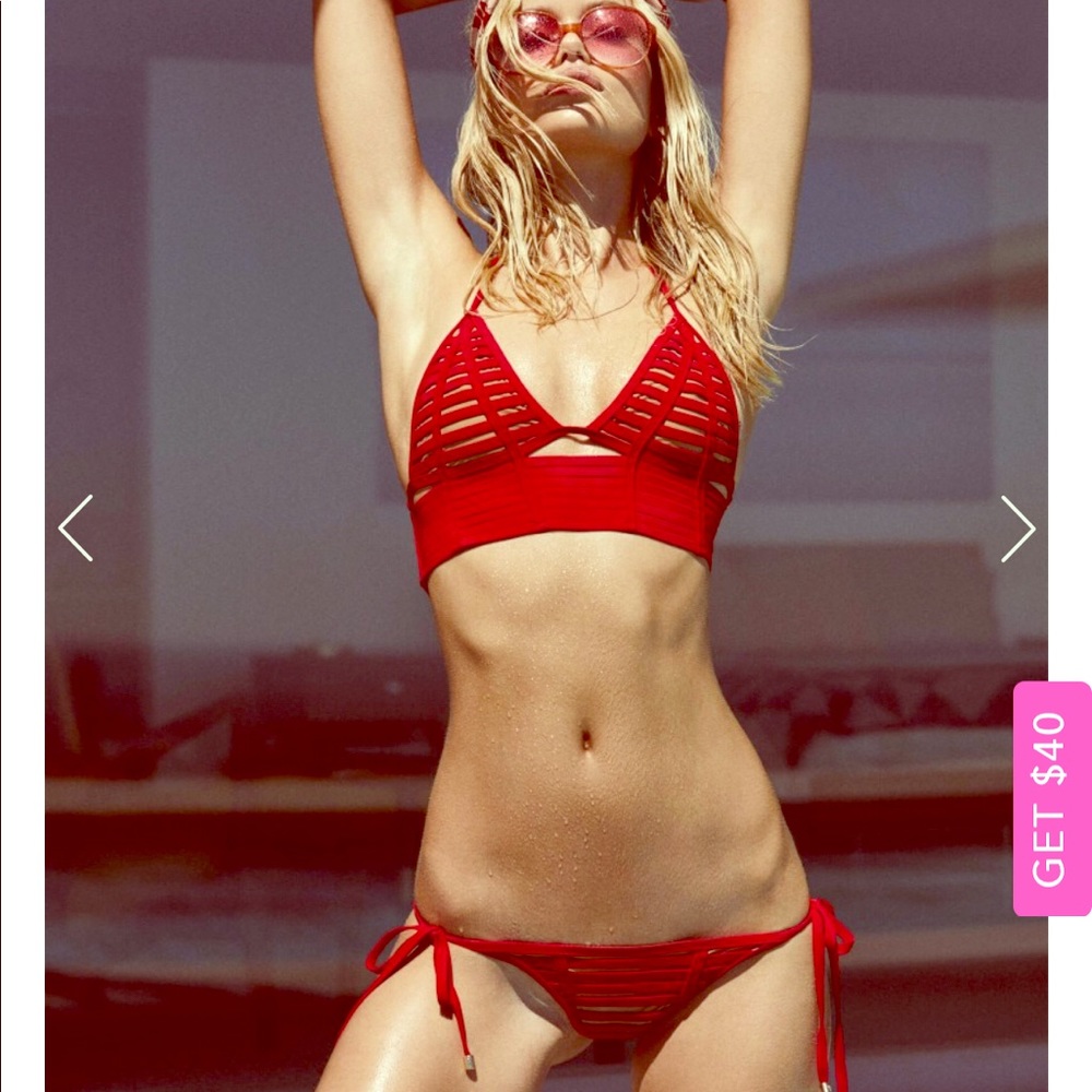 Red Beach Bunny Hard summer Long Line Bikini S/M